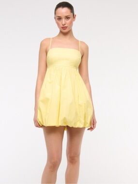 Abercrombie Spaghetti-Strap Bubble Hem Mini Babydoll Dress in Yellow